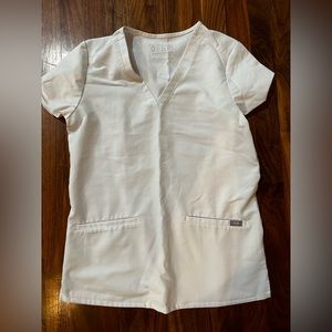 Figs white XS scrub top